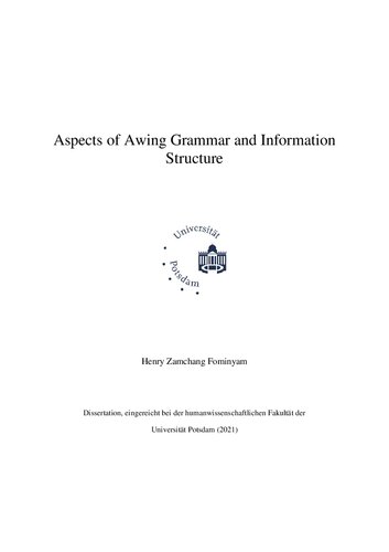 Aspects Of Awing Grammar And Information Henry Zamchang Fominyam