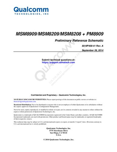 Msm8909msm8209msm8208 Pm8909 Preliminary Reference Schematic 80np40841 Rev A Qualcomm Technologies Inc
