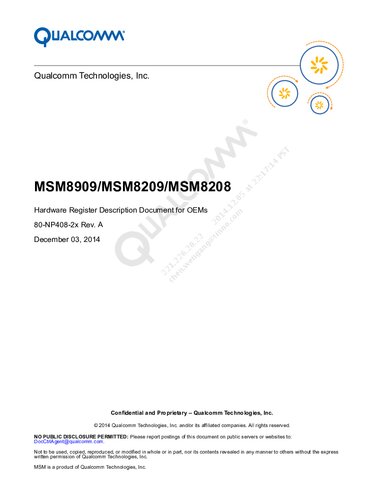 Msm8909msm8209msm8208 Hardware Register Description Document For Oems 80np4082x Rev A Qualcomm Technologies Inc