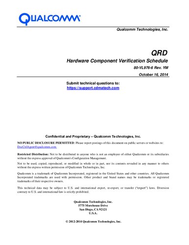 Qrd Hardware Component Verification Schedule 80vl9766 Rev Ym Qualcomm Technologies Inc