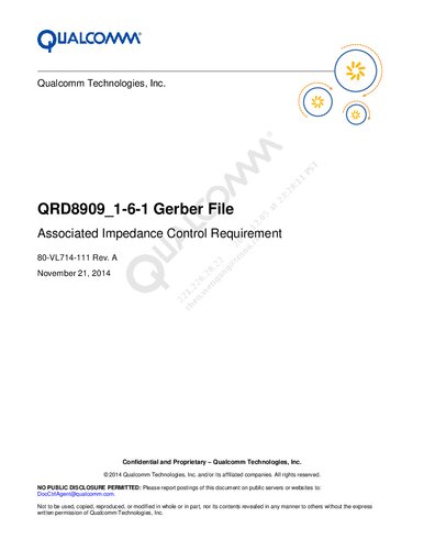Qrd8909161 Gerber File Associated Impedance Control Requirement 80vl714111 Rev A Qualcomm Technologies Inc