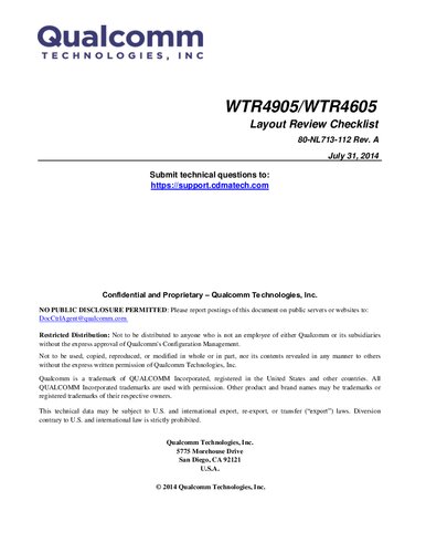 Wtr4905wtr4605 Layout Review Checklist 80nl713112 Rev A Qualcomm Technologies Inc