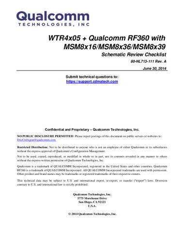 Wtr4x05 Qualcomm Rf360 With Msm8x16msm8x36msm8x39 Schematic Review Checklist 80nl713111 Rev A Qualcomm Technologies Inc