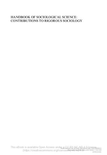 Handbook Of Sociological Science Contributions To Rigorous Sociology 1st Edition Klarita Gërxhani