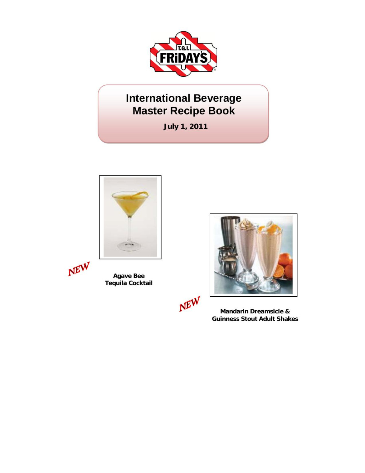 Tgi Fridays International Beverage Master Recipe Book Lori Garza