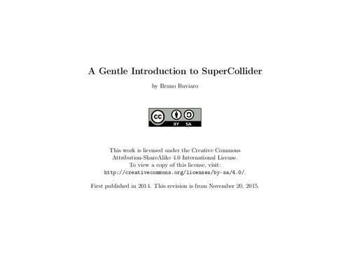 A Gentle Introduction To Supercollider 2nd Edition Bruno Ruviaro
