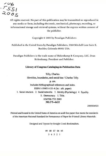 Identities Boundaries And Social Ties 1st Edition Charles Tilly