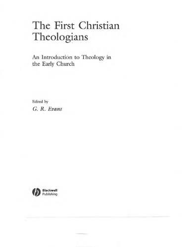 First Christian Theologians Gr Evans
