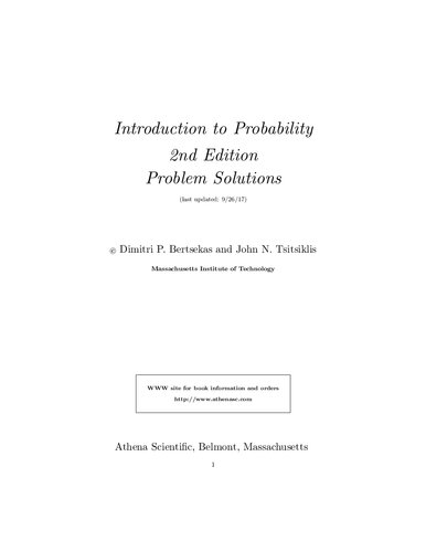 Introduction To Probability Dimitri P Bertsekas John N Tsitsiklis