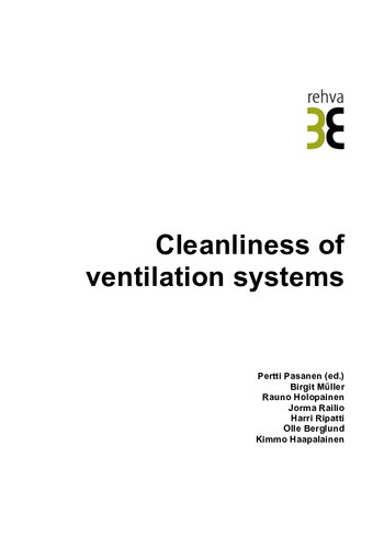 Cleanliness Of Ventilation Systems Pertti Pasanen Ed Et Al Federation Of European Heating And Airconditioning Associations Pertti Pasanen
