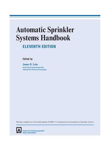 Automatic Sprinkler Systems Handbook 11th Ed National Fire Protection Association James D Lake