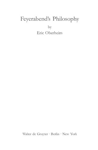 Feyerabends Philosophy Quellen Studien Zur Philosophie Eric Oberheim