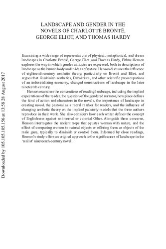 Landscape And Gender In The Novels Of Charlotte Bront George Eliot And Thomas Hardy The Body Of Nature The Nineteenth Century Series 1st Edition Eithne Henson
