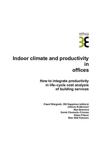Indoor Climate And Productivity In Offices Pawel Wargocki Editor