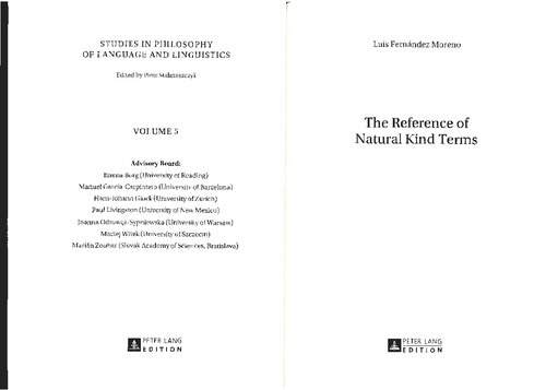 The Reference Of Natural Kind Terms Luis Fernandez Moreno