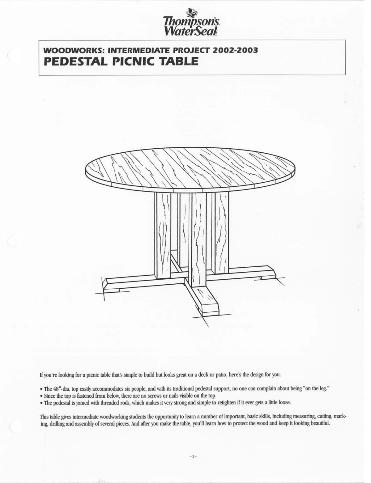 Intermediate Projectpedestal Picnic Table Minwax