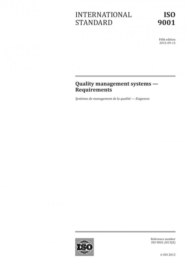 Iso 90012015 Fifth Edition Quality Management Systems Requirements International Organization For Standardization
