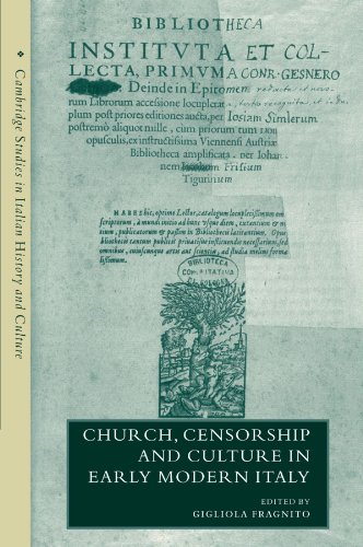 Church Censorship And Culture In Early Modern Italy Reissue Gigliola Fragnito Editor