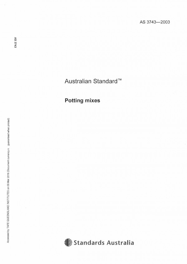 Potting Mixes As 3743 2003 4th Edition Standards Australia Committee