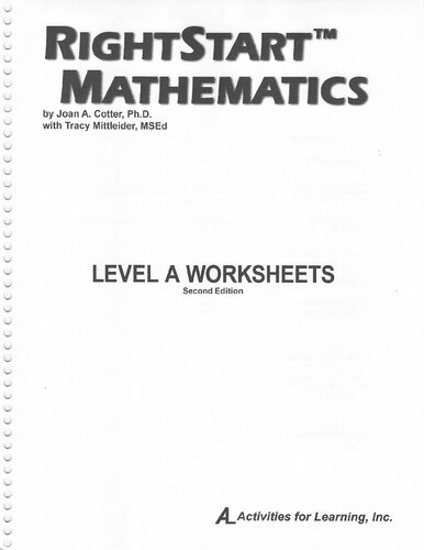Rightstart Mathematics Level A Worksheets Second Edition 2nd Edition Joan A Cotter