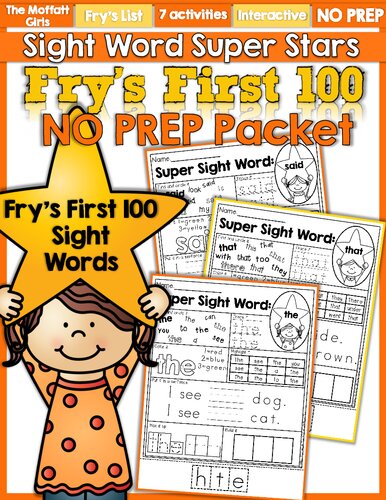 Moffatt Girls Sight Word Super Stars Frys First 100 No Prep Packet Moffatt Girls