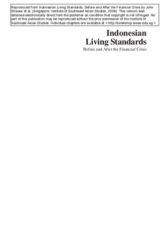 Indonesian Living Standards Before And After The Financial Crisis John Strauss