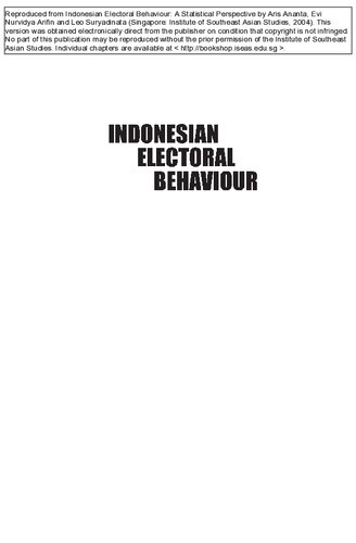 Indonesian Electoral Behaviour A Statistical Perspective Aris Ananta