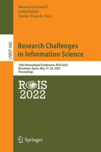 Research Challenges In Information Science 1st Ed 2022 Renata Guizzardi