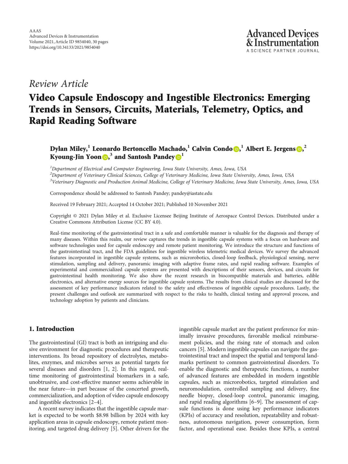 Video Capsule Endoscopy And Ingestible Electronics Emerging Trends In Sensors Circuits Materials Telemetry Optics And Rapid Reading Software Dylan Miley