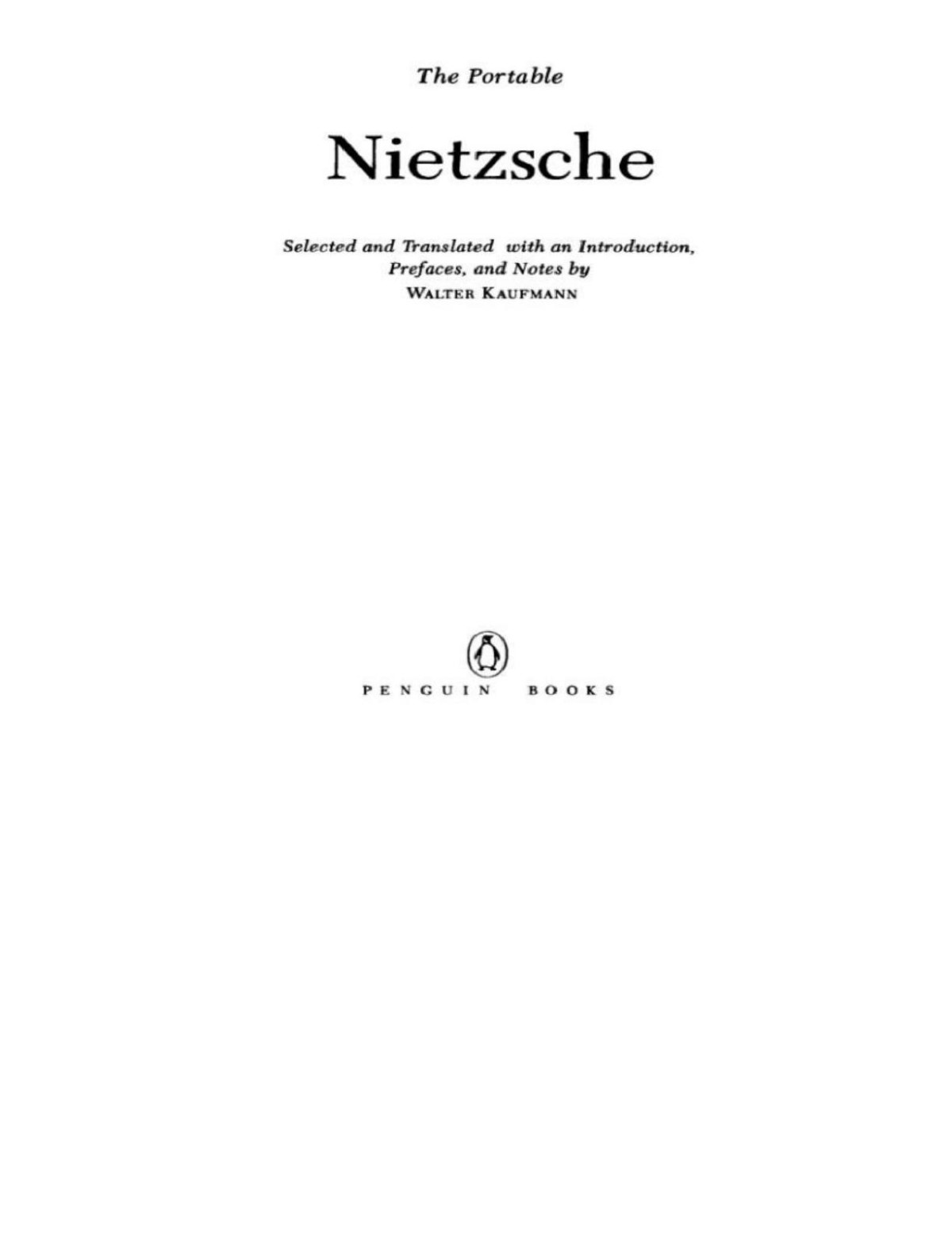 The Portable Nietzsche Friedrich Nietzsche