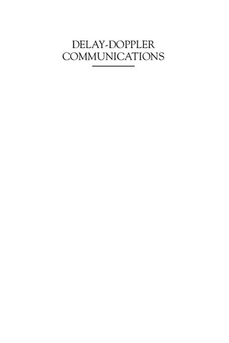Delaydoppler Communications Principles And Applications 1st Edition Yi Hong