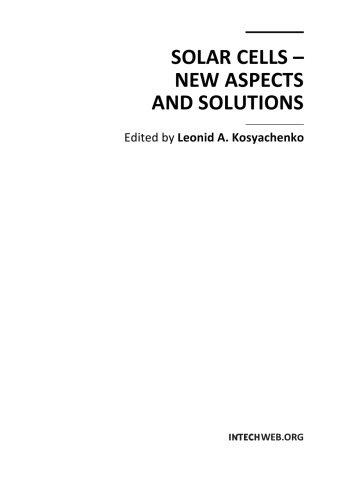 Solar Cells New Aspects And Solutions Leonid A Kosyachenko Ed
