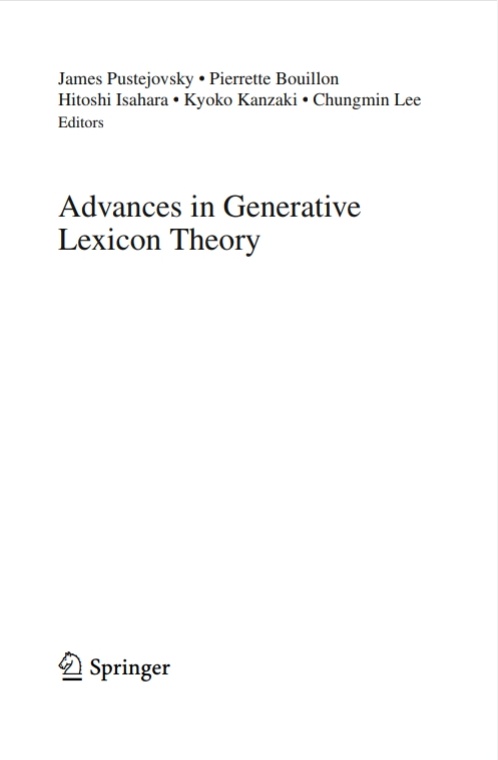 Advances In Generative Lexicon Theory 1st James Pustejovsky Pierrette Bouillon