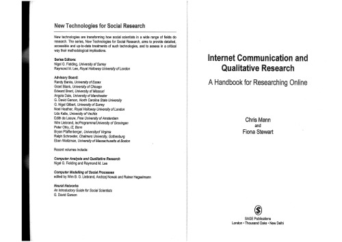 Internet Communication And Qualitative Research A Handbook For Researching Online Chris Man