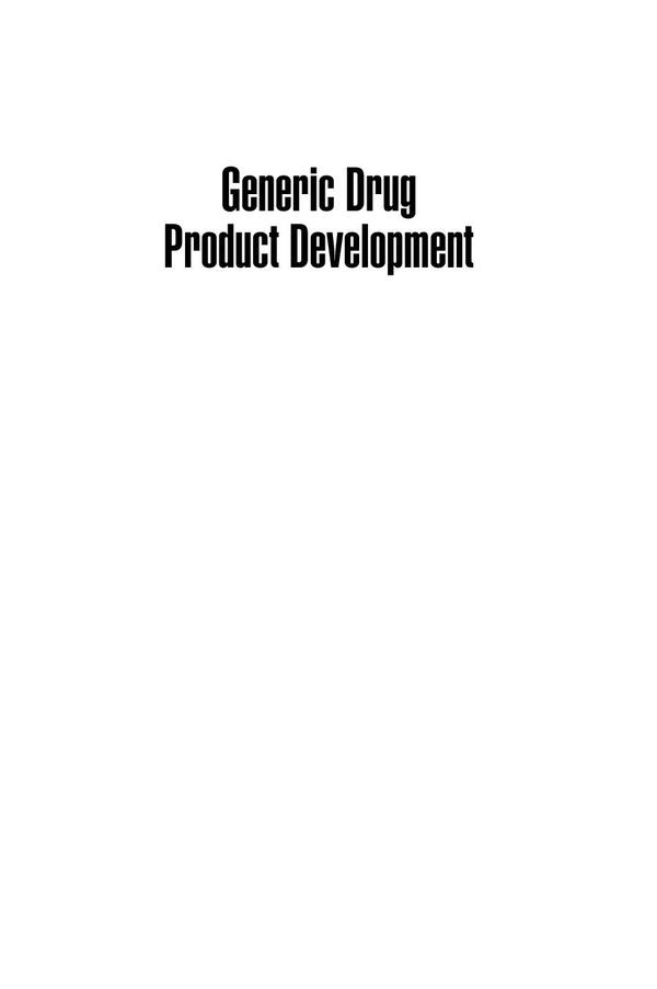 Generic Drug Product Development Specialty Dosage Forms Leon Shargel