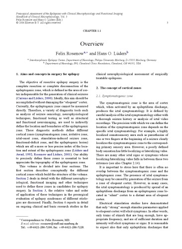 Presurgical Assessment Of The Epilepsies With Clinical Neurophysiology And Functional Imaging F Rosenow And Ho Luders Eds