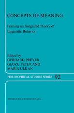 Concepts Of Meaning Framing An Integrated Theory Of Linguistic Behavior 1st Edition Maria Ulkan Auth