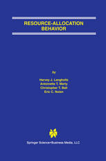 Resourceallocation Behavior 1st Edition Harvey J Langholtz