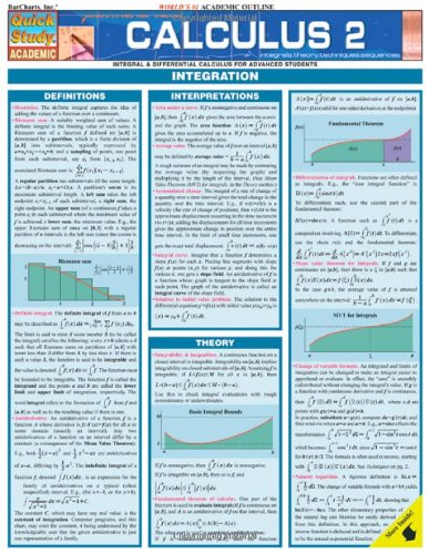 Calculus 2 Barcharts Quickstudy 1st Edition Inc Barcharts
