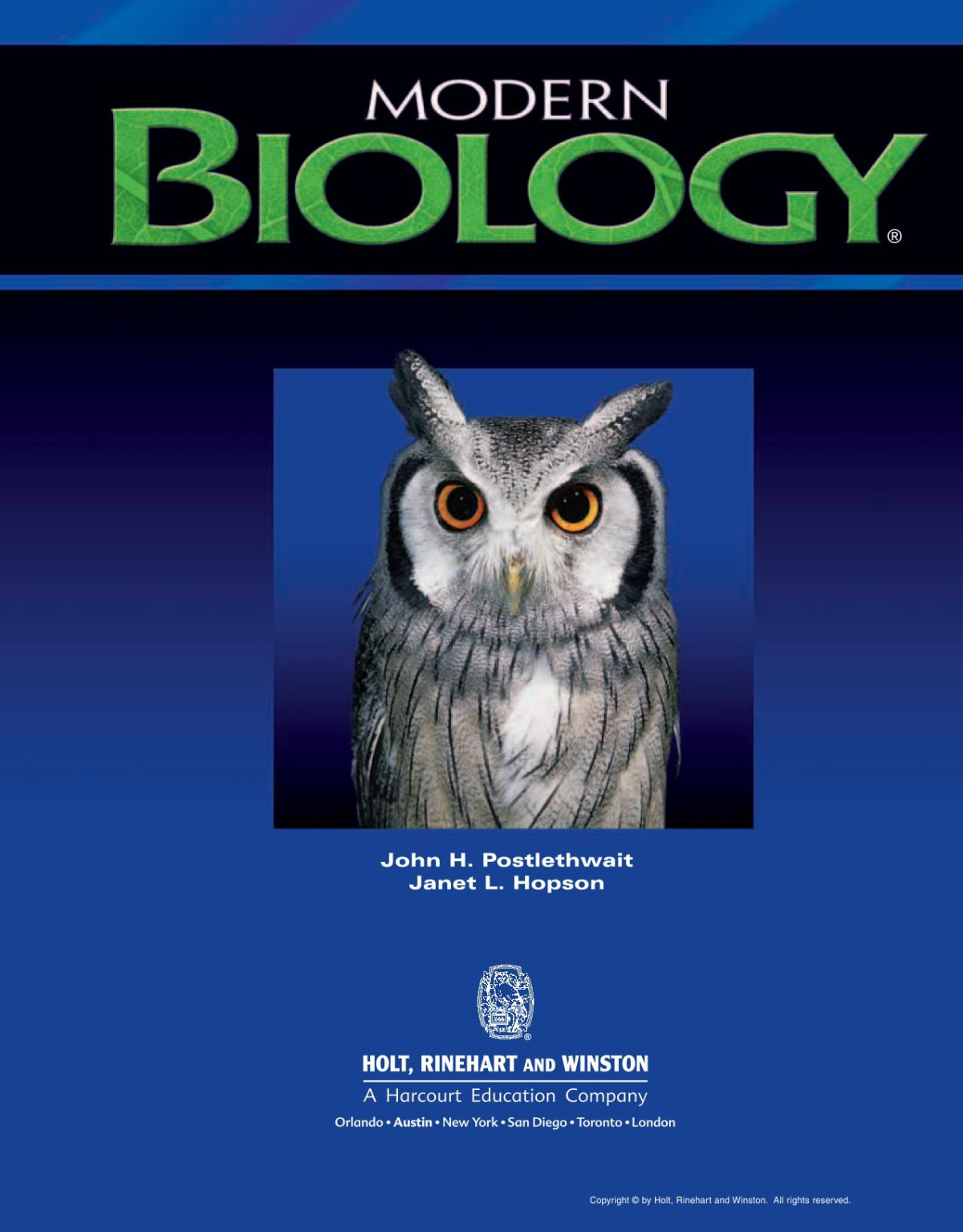 Modern Biology 5 Tch John H Postlethwait Janet L Hopson