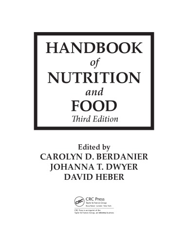 Handbook Of Nutrition And Food 3ed Berdanier C Et Al Eds