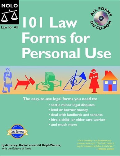 101 Law Forms For Personal Use Book With Cdrom 5th Edition Robin Leonard