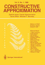Constructive Approximation Special Issue Fractal Approximation 1st Edition Michael F Barnsley
