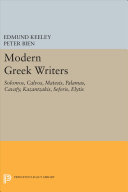 Modern Greek Writers Edmund Keeley Peter Bien