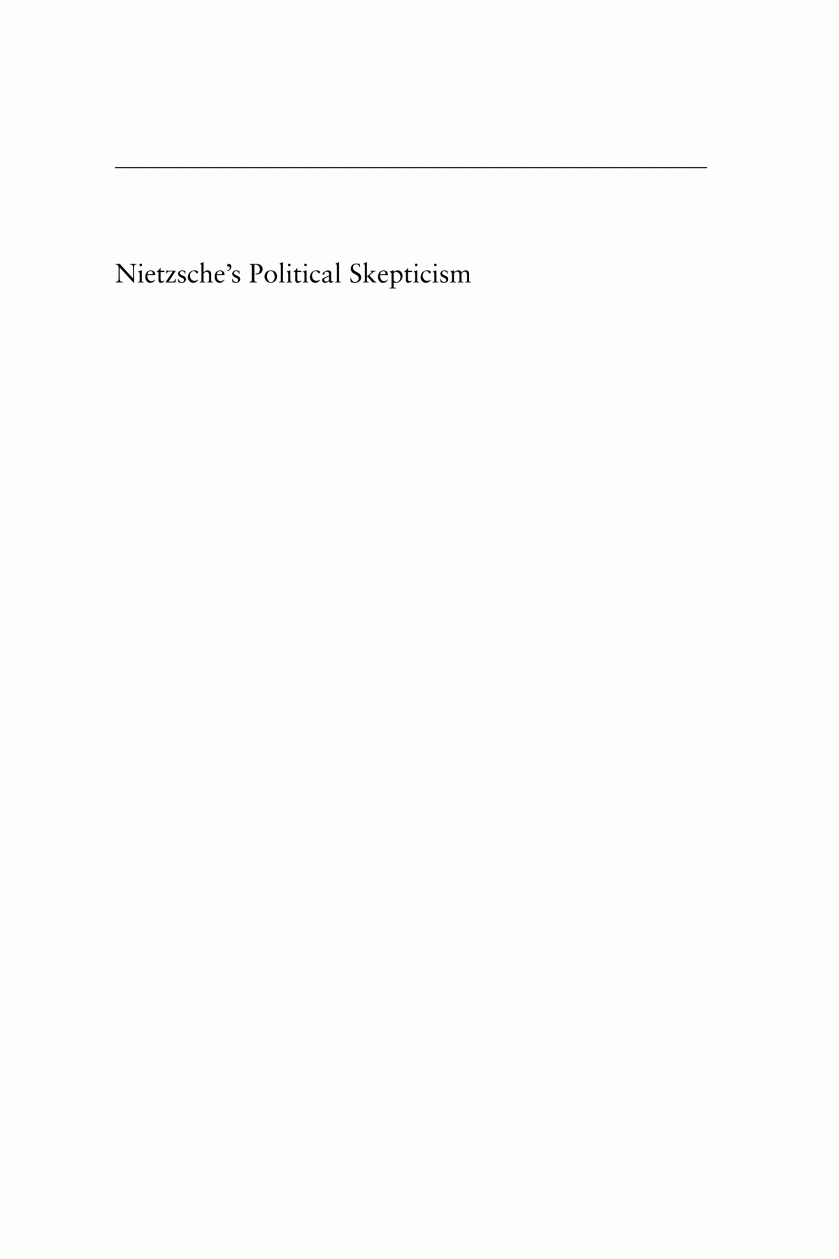 Nietzsches Political Skepticism Tamsin Shaw