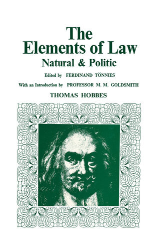 The Elements Of Law Natural And Politic Thomas Hobbes Ferdinand Tonnies