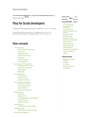 Play 23x Documentation For Scala Developers 23x Unknown