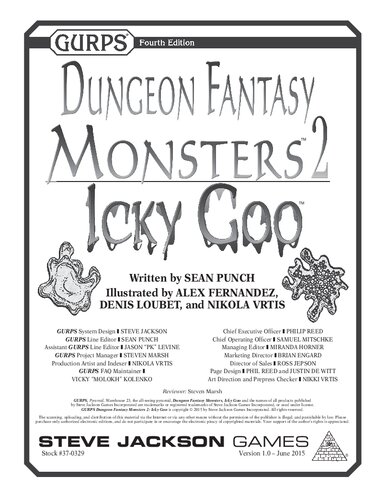 Gurps 4th Edition Dungeon Fantasy Monsters 2 Icky Goo Sean Punch