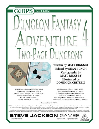 Gurps 4th Edition Dungeon Fantasy Adventure 4 Twopage Dungeons Matt Riggsby
