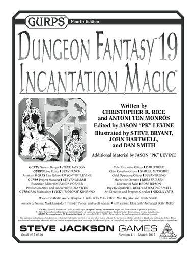 Gurps 4th Edition Dungeon Fantasy 19 Incantation Magic Christopher R Rice